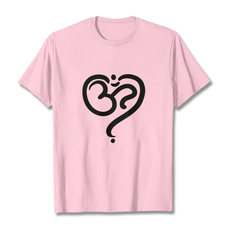 Buddha Stones Love Heart OM Symbol Design Tee T-shirt - LightPink - 2XL - image 16