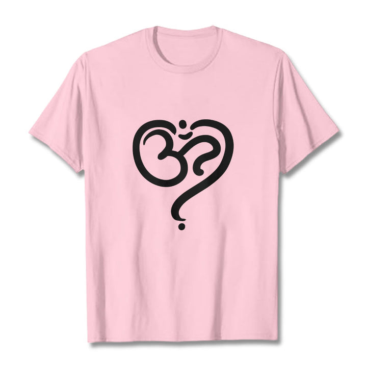 Buddha Stones Love Heart OM Symbol Design Tee T-shirt - LightPink - 2XL - image 16