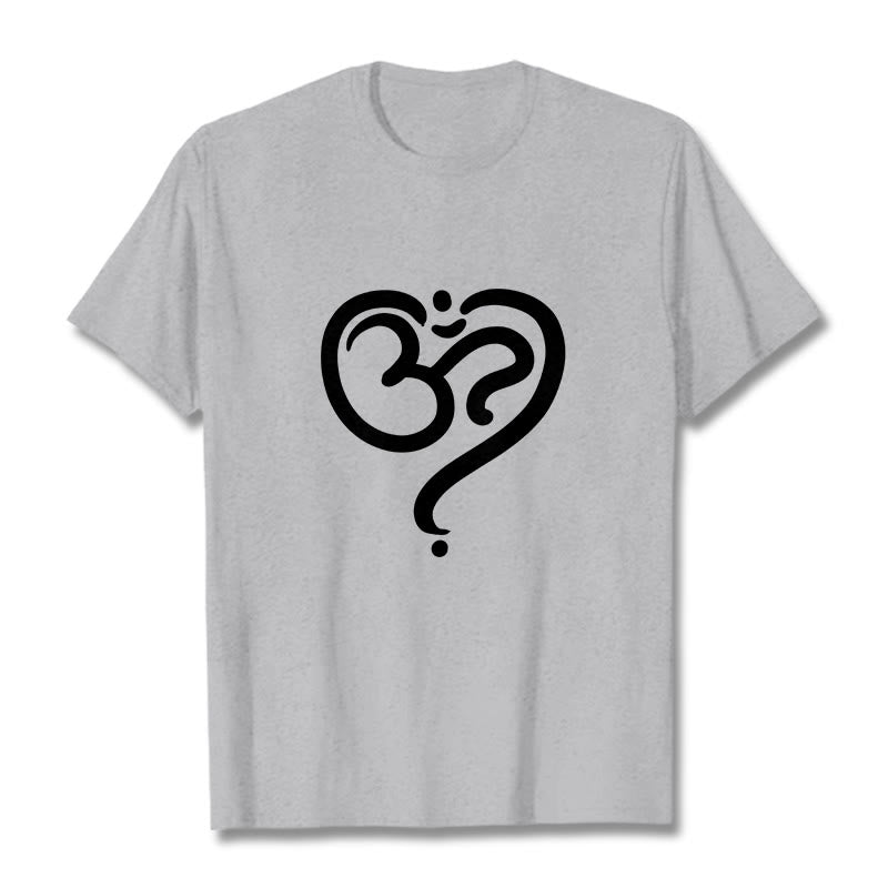Buddha Stones Love Heart OM Symbol Design Tee T-shirt - LightGrey - 2XL - image 20