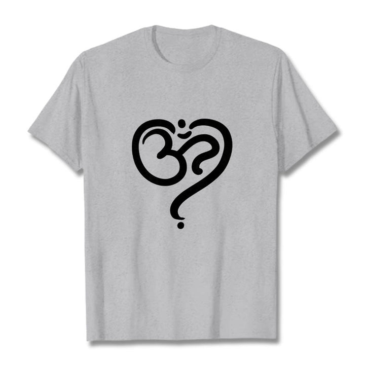 Buddha Stones Love Heart OM Symbol Design Tee T-shirt - LightGrey - 2XL - image 20