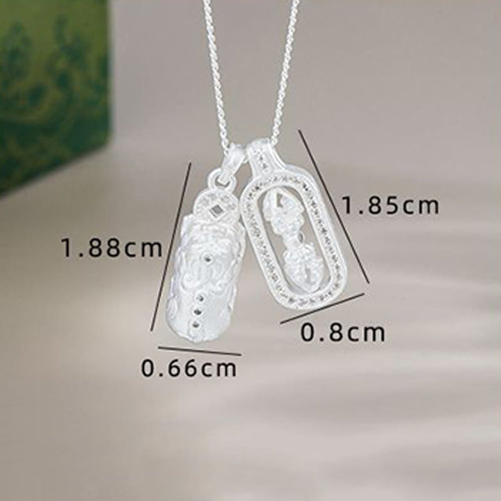 Buddha Stones 925 Sterling Silver Mini PiXiu Dorje Vajra Wealth Necklace Pendant - image 10