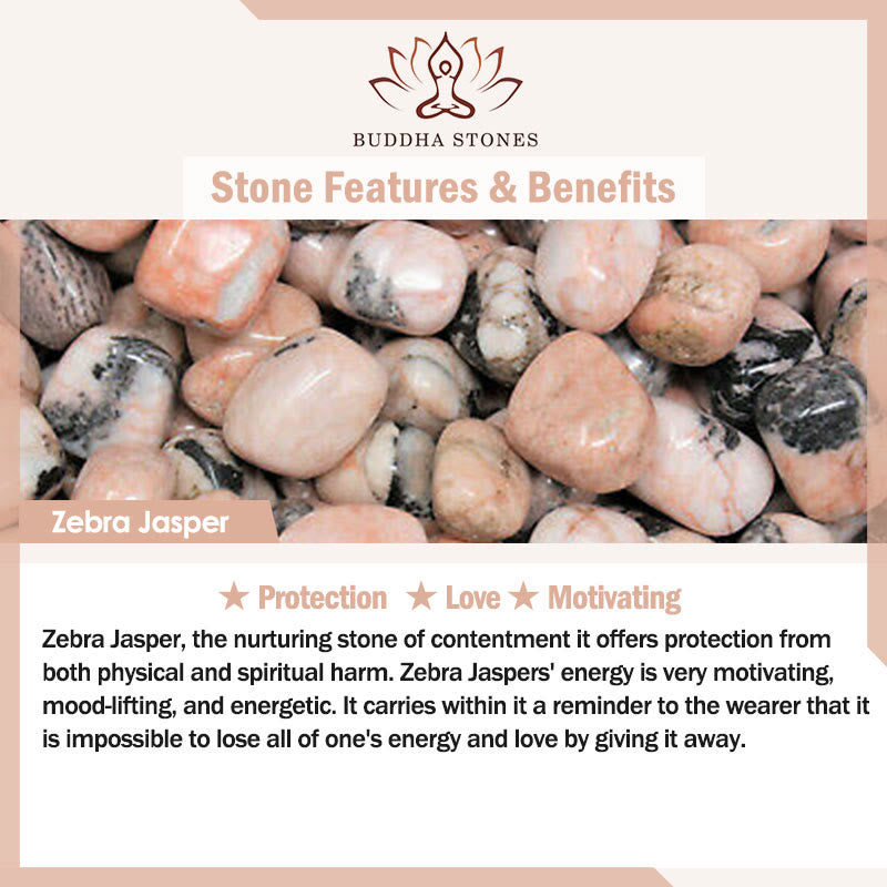 Buddha Stones 8mm Cat Design Zebra Jasper Protection Bracelet - image 7