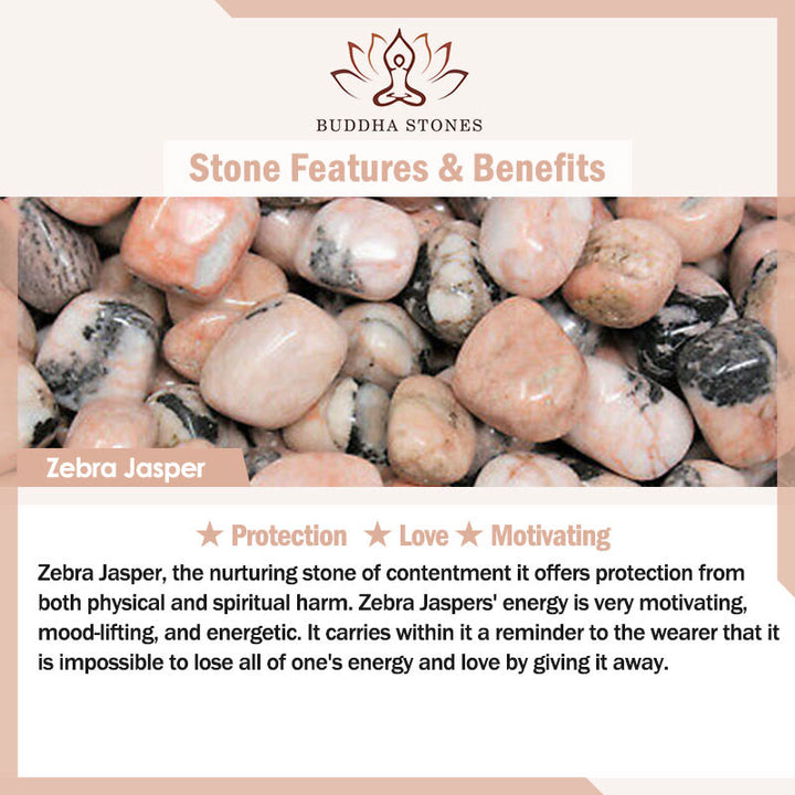 Buddha Stones 8mm Cat Design Zebra Jasper Protection Bracelet - image 7
