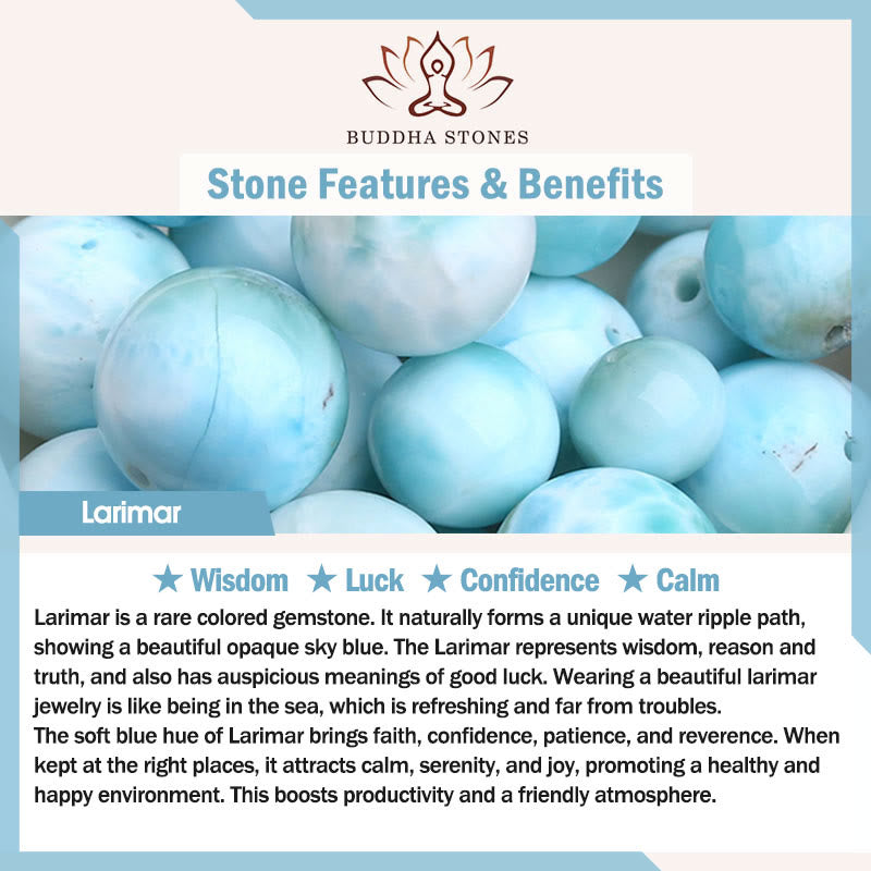 Buddha Stones Natural Cat Larimar Wisdom Beads Bracelet - image 10