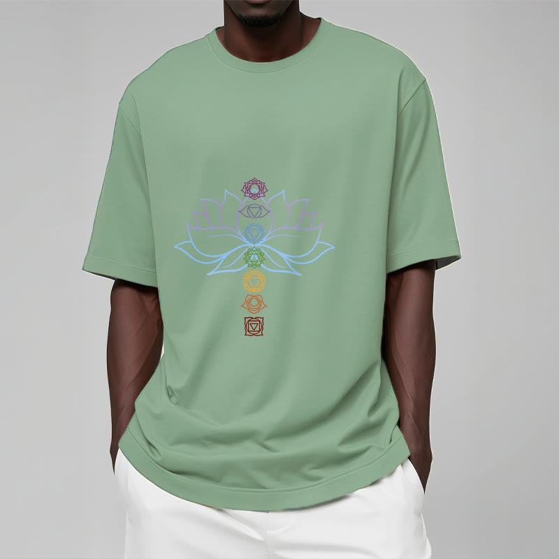 Buddha Stones Pastel Hues Lotus Flower Chakra Symbols Meditation Cotton Tee T-shirt - image 16