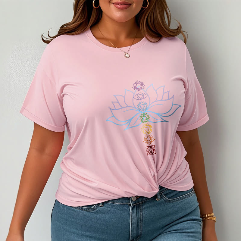 Buddha Stones Pastel Hues Lotus Flower Chakra Symbols Meditation Cotton Tee T-shirt - image 14