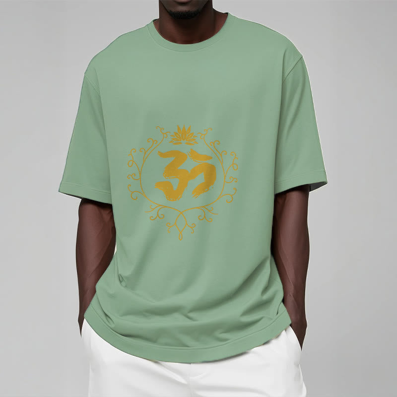 Buddha Stones Om Lotus Flower Vine Pattern Meditation Cotton Tee T-shirt - image 2