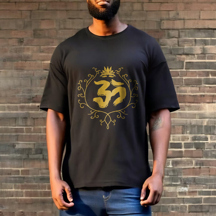 Buddha Stones Om Lotus Flower Vine Pattern Meditation Cotton Tee T-shirt - image 3