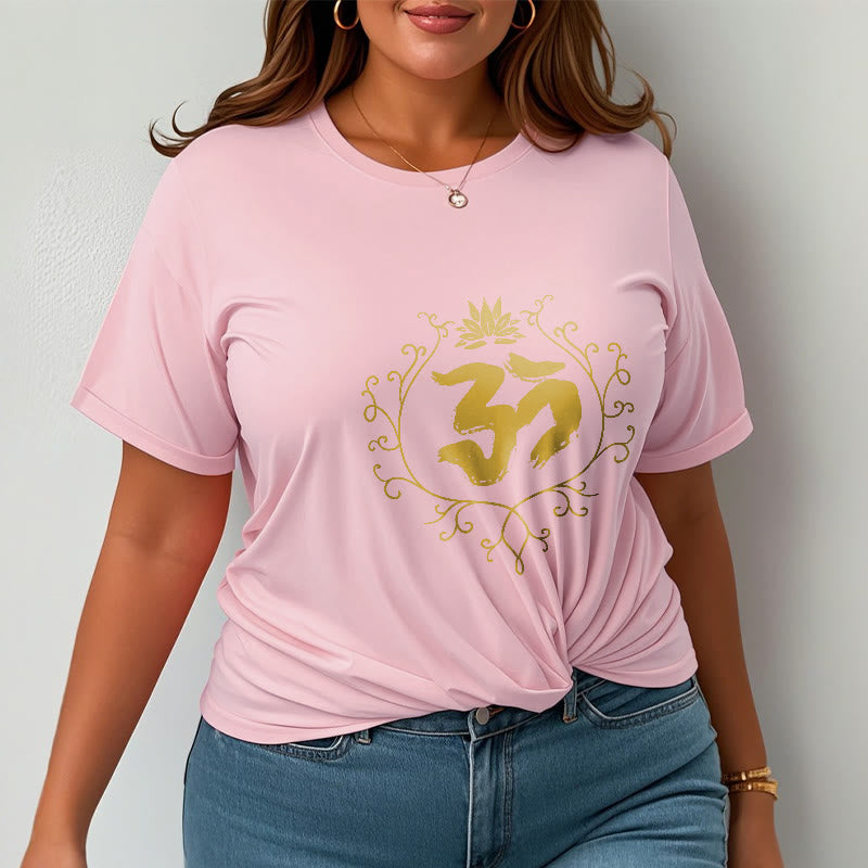 Buddha Stones Om Lotus Flower Vine Pattern Meditation Cotton Tee T-shirt - image 14