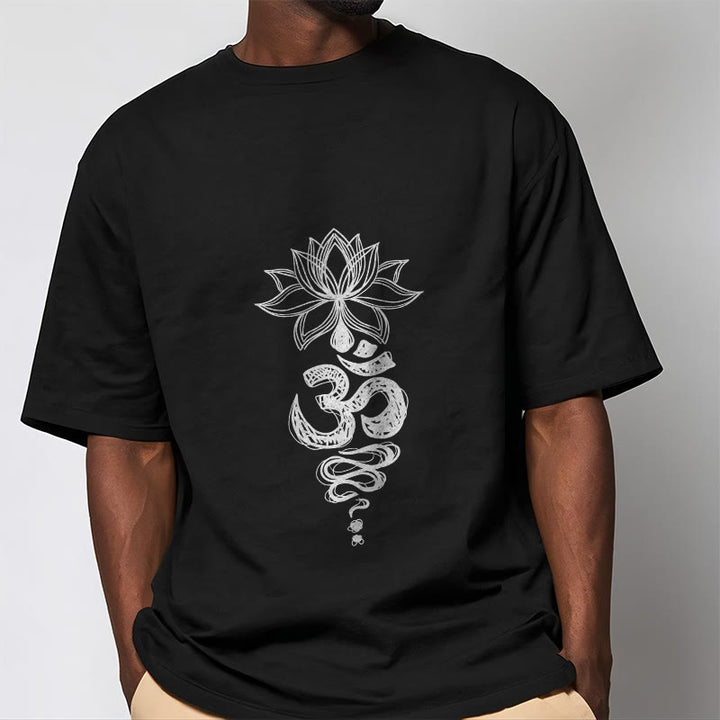 Buddha Stones Om Sanskrit Lotus Flower Pattern Meditation Cotton Tee T-shirt - image 6