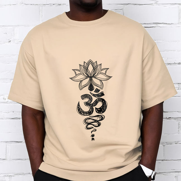 Buddha Stones Om Sanskrit Lotus Flower Pattern Meditation Cotton Tee T-shirt - image 12