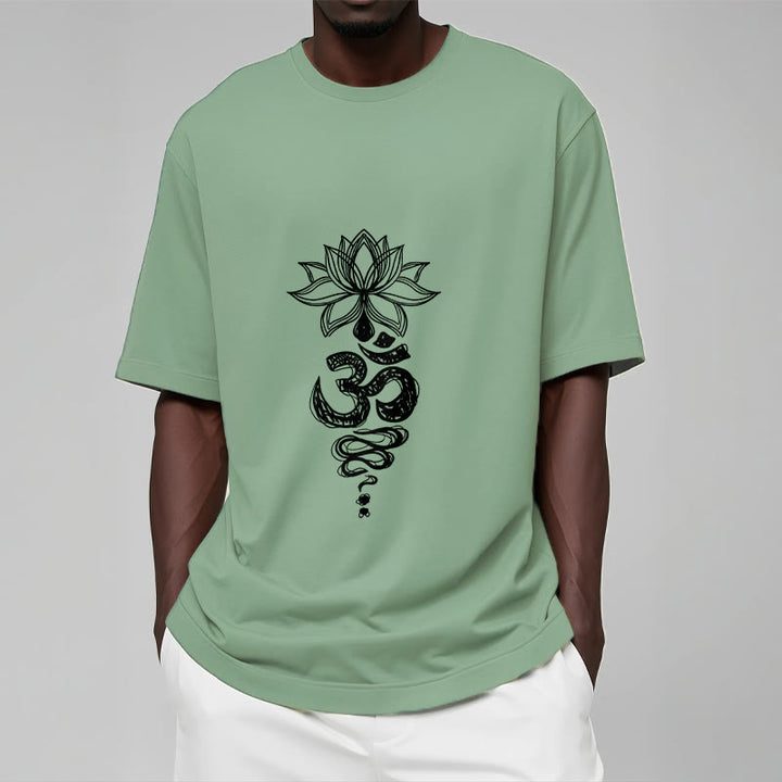 Buddha Stones Om Sanskrit Lotus Flower Pattern Meditation Cotton Tee T-shirt - image 16