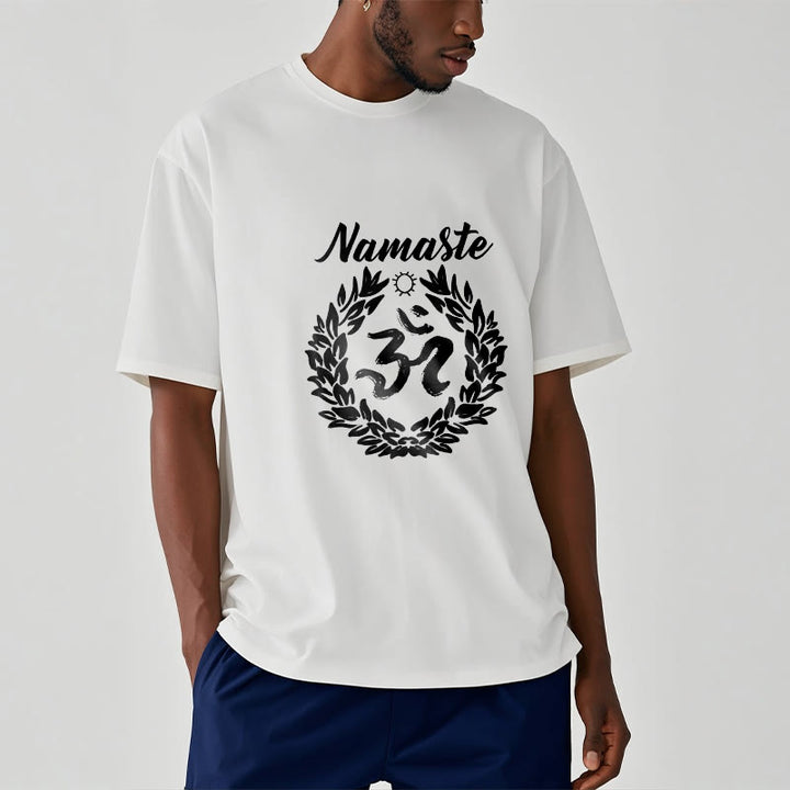 Buddha Stones Om Sanskrit Namaste Leaves Pattern Meditation Cotton Tee T-shirt - image 10