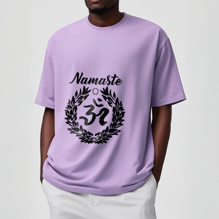Buddha Stones Om Sanskrit Namaste Leaves Pattern Meditation Cotton Tee T-shirt - image 18