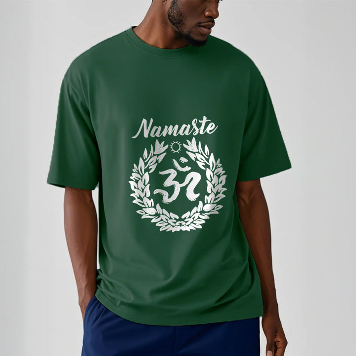 Buddha Stones Om Sanskrit Namaste Leaves Pattern Meditation Cotton Tee T-shirt - image 12