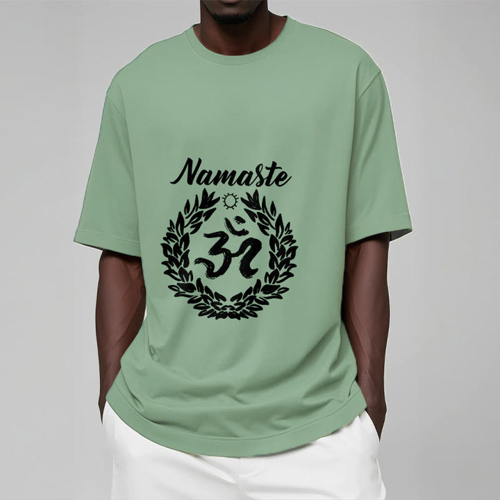 Buddha Stones Om Sanskrit Namaste Leaves Pattern Meditation Cotton Tee T-shirt - image 16