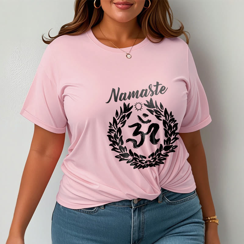 Buddha Stones Om Sanskrit Namaste Leaves Pattern Meditation Cotton Tee T-shirt - image 14