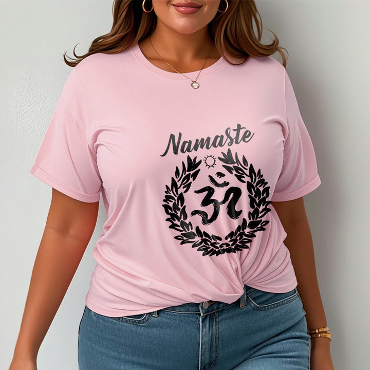 Buddha Stones Om Sanskrit Namaste Leaves Pattern Meditation Cotton Tee T-shirt - image 14