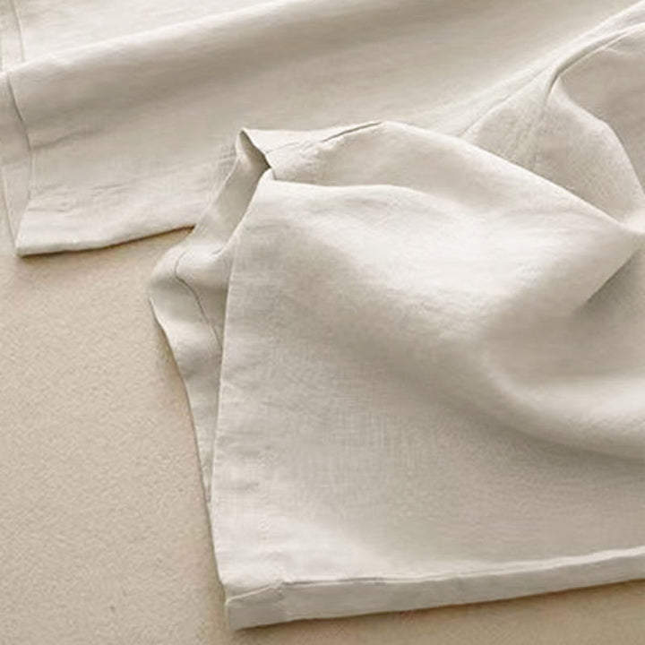 Buddha Stones Casual Solid Color One Button Cotton Linen Women's Wide Leg Pants With Pockets - image 14