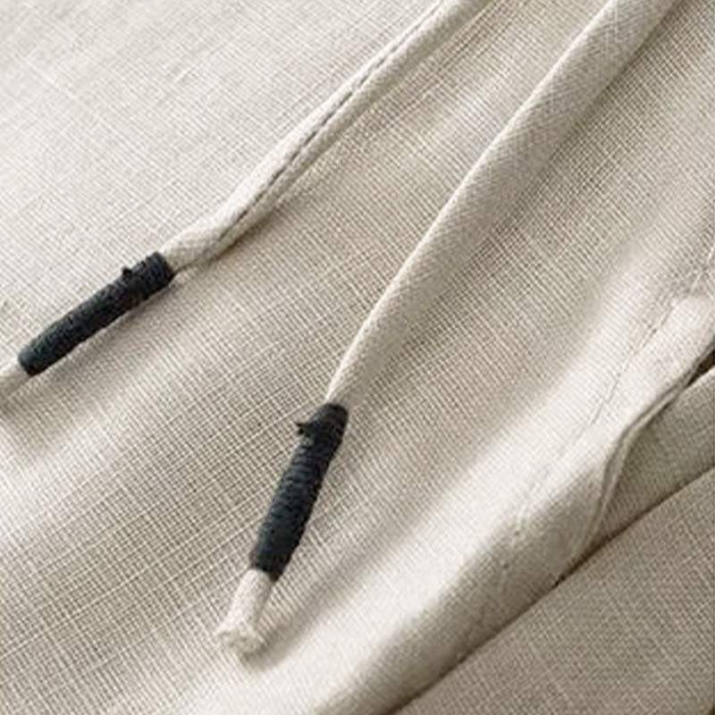Buddha Stones Casual Solid Color One Button Cotton Linen Women's Wide Leg Pants With Pockets - image 22