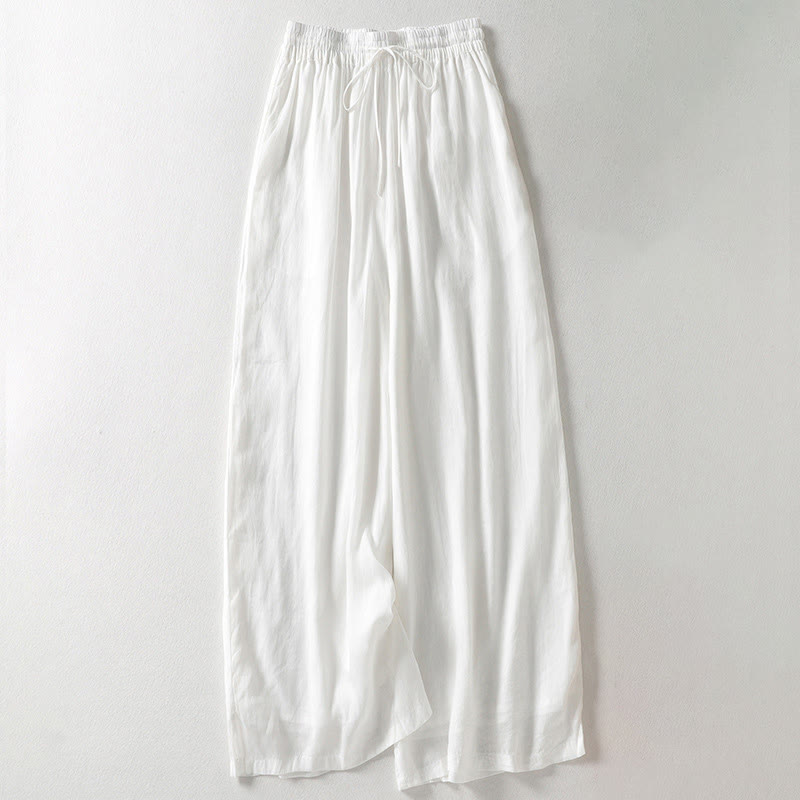 Buddha Stones Solid Color Lace-up Women's Wide Leg Pants - image 7
