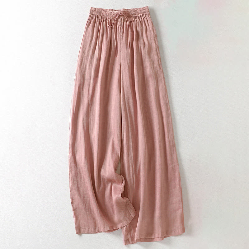 Buddha Stones Solid Color Lace-up Women's Wide Leg Pants - Pink - US8-10，UK/AU12-14，EU40-42 (2XL) - image 23