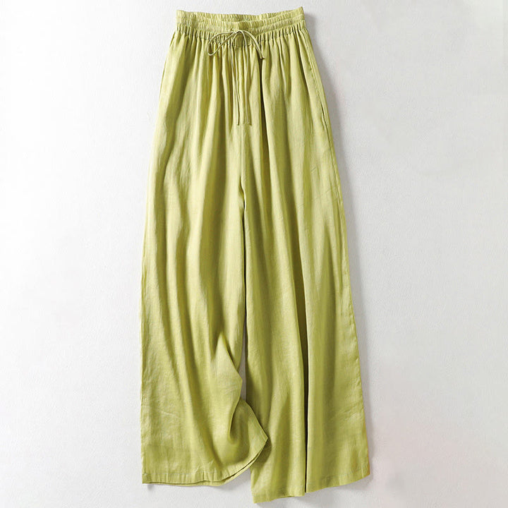 Buddha Stones Solid Color Lace-up Women's Wide Leg Pants - GreenYellow - US8-10，UK/AU12-14，EU40-42 (2XL) - image 11