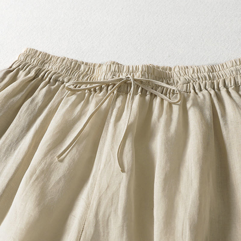 Buddha Stones Solid Color Lace-up Women's Wide Leg Pants - image 5