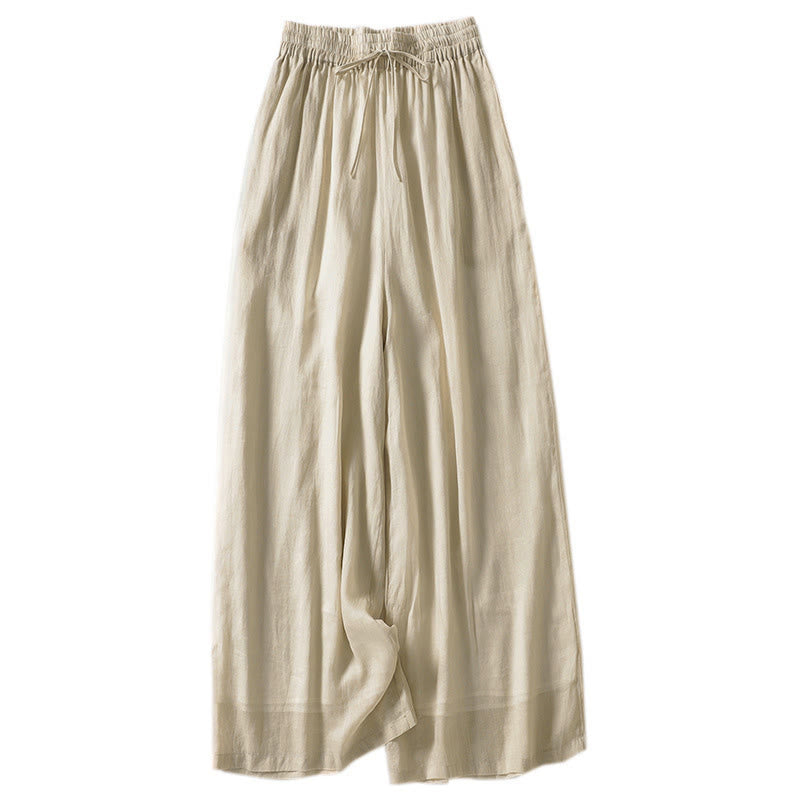 Buddha Stones Solid Color Lace-up Women's Wide Leg Pants - image 1