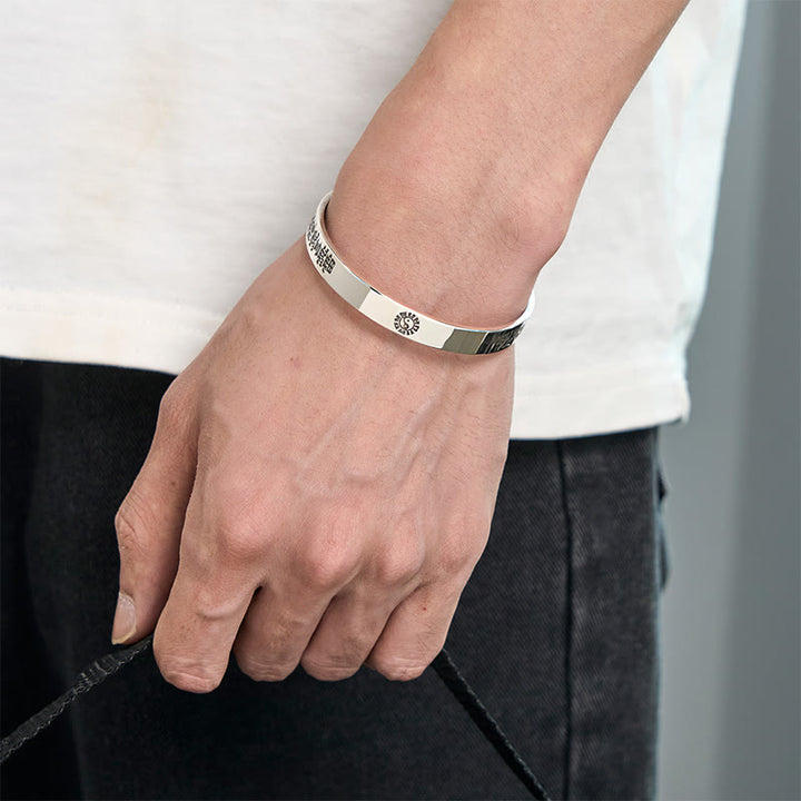 Buddha Stones Bagua mantra Symbol Copper Plated Silver Wealth Bracelet Bangle - image 10