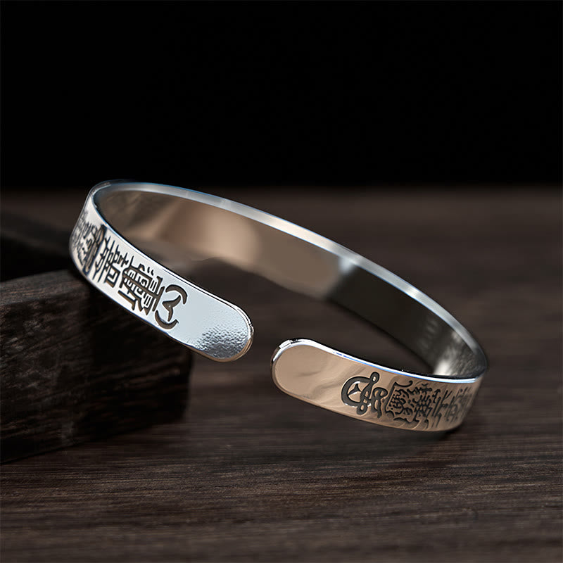 Buddha Stones Bagua mantra Symbol Copper Plated Silver Wealth Bracelet Bangle - image 2