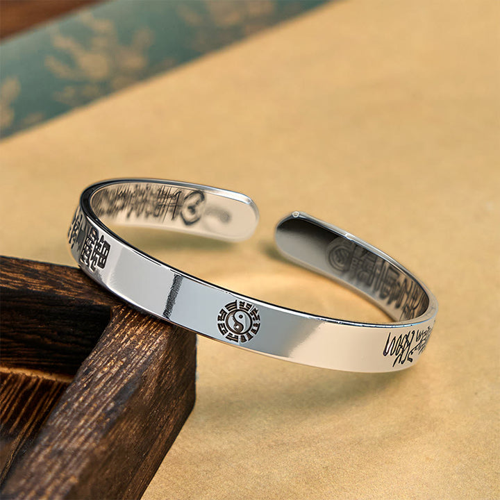 Buddha Stones Bagua mantra Symbol Copper Plated Silver Wealth Bracelet Bangle - image 4