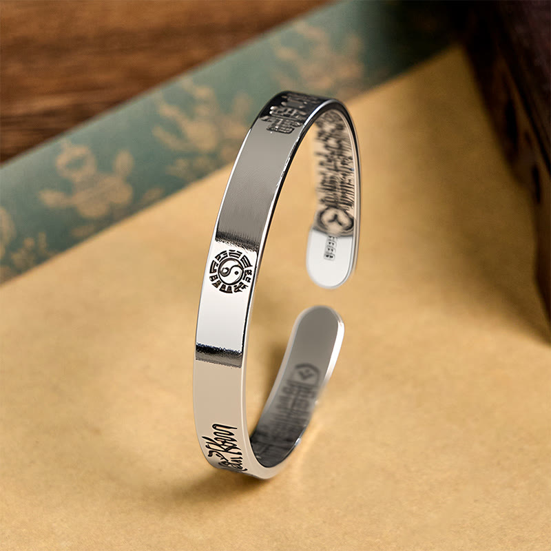 Buddha Stones Bagua mantra Symbol Copper Plated Silver Wealth Bracelet Bangle - image 3