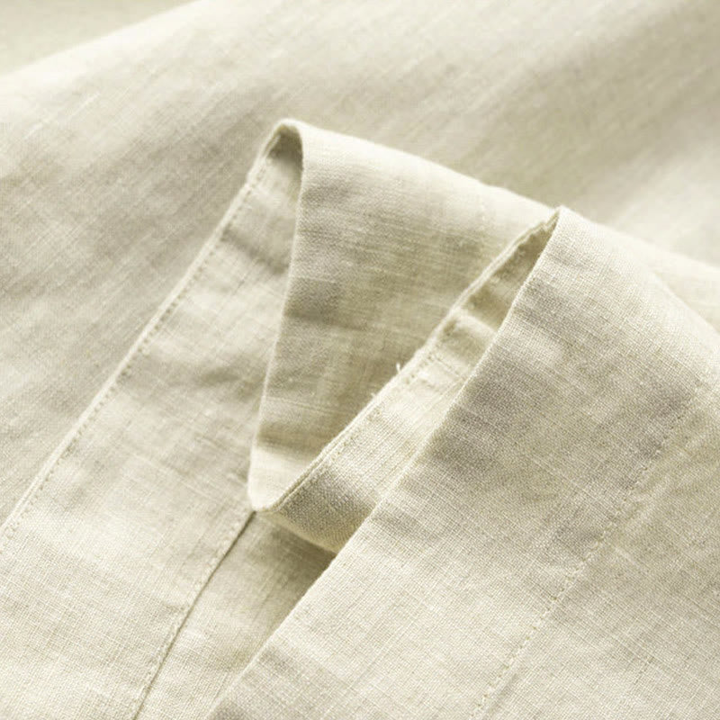 Buddha Stones Plain Color 7-8 Length Capri Cropped Pants Cotton Linen Women's Wide Leg Pants With Pockets - image 25