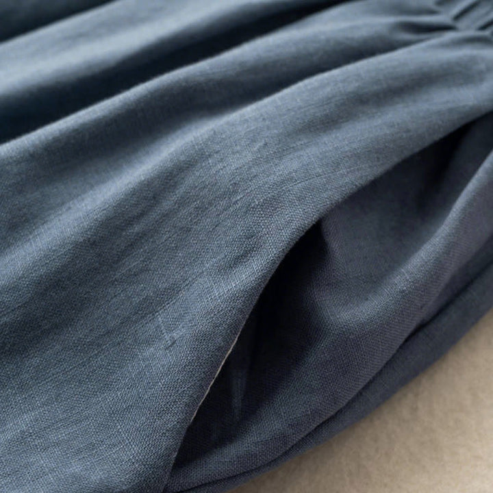 Buddha Stones Plain Color 7-8 Length Capri Cropped Pants Cotton Linen Women's Wide Leg Pants With Pockets - image 29