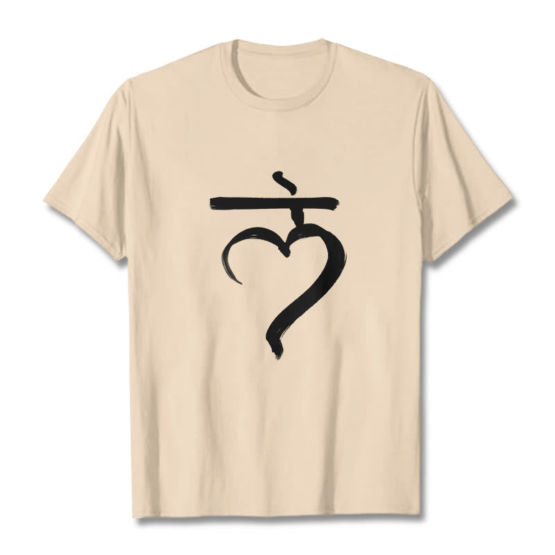 Buddha Stones Casual Lam Mantra Sanskrit Cotton Tee T-shirt - Bisque - 2XL - image 9