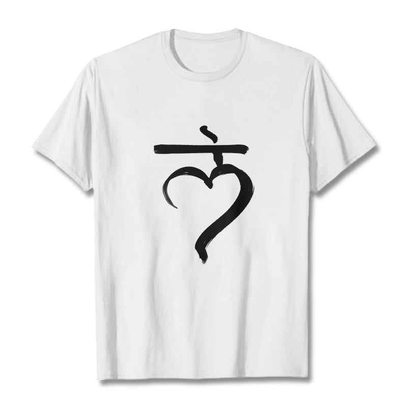 Buddha Stones Casual Lam Mantra Sanskrit Cotton Tee T-shirt - White - 2XL - image 6