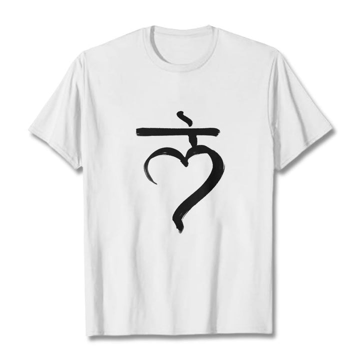 Buddha Stones Casual Lam Mantra Sanskrit Cotton Tee T-shirt - White - 2XL - image 6