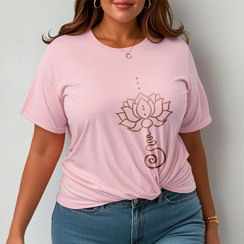 Buddha Stones Casual Lotus Design Cotton Tee T-shirt - image 14