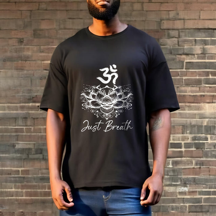 Buddha Stones Casual Om Symbol Lotus Flower Pattern Cotton Tee T-shirt - image 6
