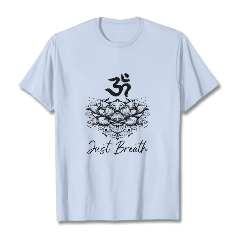 Buddha Stones Casual Om Symbol Lotus Flower Pattern Cotton Tee T-shirt - LightCyan - 2XL - image 19