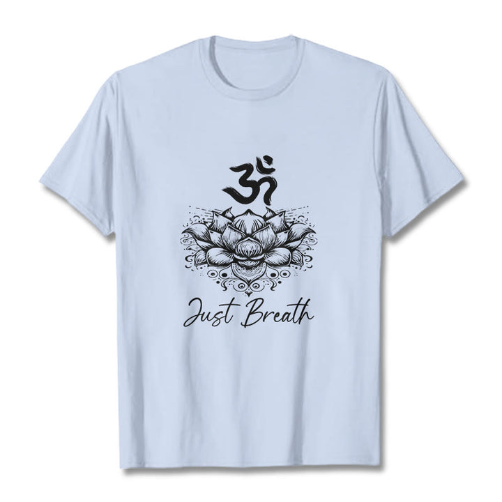 Buddha Stones Casual Om Symbol Lotus Flower Pattern Cotton Tee T-shirt - LightCyan - 2XL - image 19