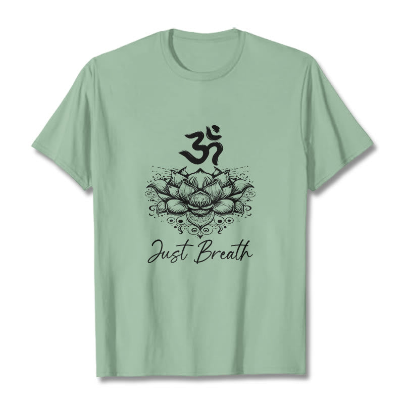 Buddha Stones Casual Om Symbol Lotus Flower Pattern Cotton Tee T-shirt - PaleGreen - 2XL - image 15