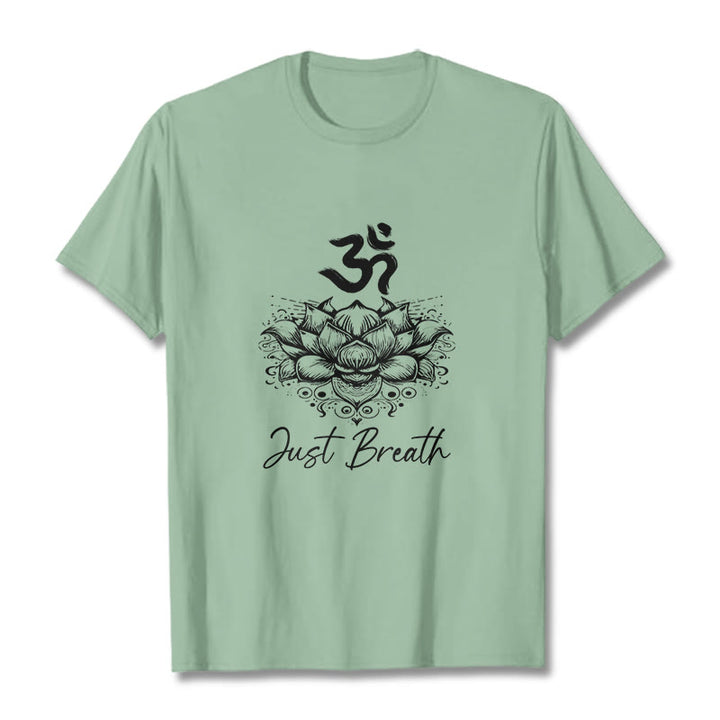 Buddha Stones Casual Om Symbol Lotus Flower Pattern Cotton Tee T-shirt - PaleGreen - 2XL - image 15