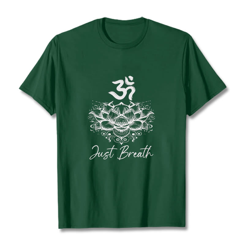 Buddha Stones Casual Om Symbol Lotus Flower Pattern Cotton Tee T-shirt - ForestGreen - 2XL - image 1