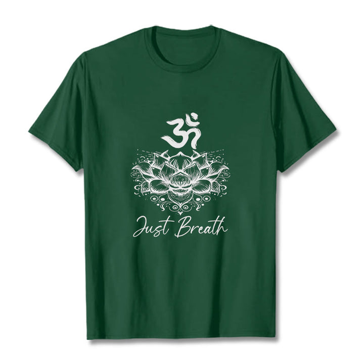 Buddha Stones Casual Om Symbol Lotus Flower Pattern Cotton Tee T-shirt - ForestGreen - 2XL - image 1