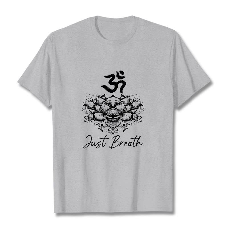 Buddha Stones Casual Om Symbol Lotus Flower Pattern Cotton Tee T-shirt - LightGrey - 2XL - image 20
