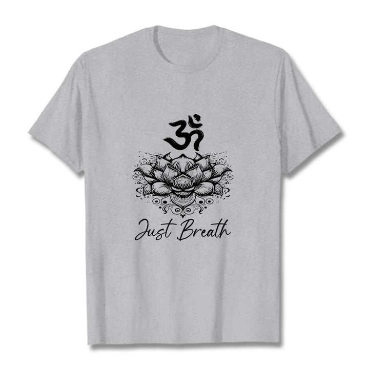 Buddha Stones Casual Om Symbol Lotus Flower Pattern Cotton Tee T-shirt - LightGrey - 2XL - image 20