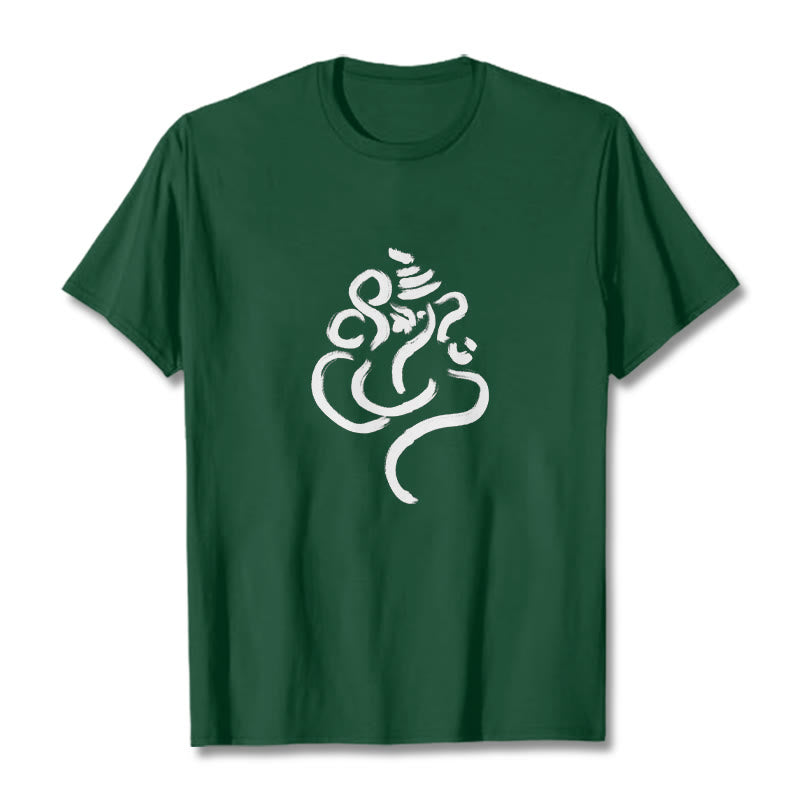 Buddha Stones Casual Ganesha Pattern Cotton Tee T-shirt - ForestGreen - 2XL - image 11