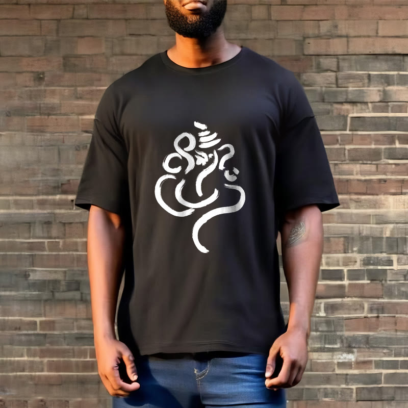 Buddha Stones Casual Ganesha Pattern Cotton Tee T-shirt - image 2